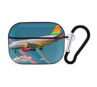AirPods Pro Case Fantasy Rainbow Plane AirPods Pro 2/ProProtective Case Accessory with Keychain Shockproof Full Protective Cover Supports Wireless Charging