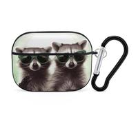 AirPods Pro Case Funny Raccoon Green Sunglasses AirPods Pro 2/ProProtective Case Accessory with Keychain Shockproof Full Protective Cover Supports Wireless Charging