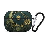 AirPods Pro Case Ramadan on Green Wallpaper AirPods Pro 2/ProProtective Case Accessory with Keychain Shockproof Full Protective Cover Supports Wireless Charging