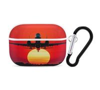 AirPods Pro Case Romantic Red Sunset Plane AirPods Pro 2/ProProtective Case Accessory with Keychain Shockproof Full Protective Cover Supports Wireless Charging
