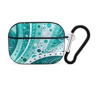 AirPods Pro Case Turquoise and White Circle AirPods Pro 2/ProProtective Case Accessory with Keychain Shockproof Full Protective Cover Supports Wireless Charging