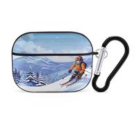 AirPods Pro Case Winter Skiing AirPods Pro 2/ProProtective Case Accessory with Keychain Shockproof Full Protective Cover Supports Wireless Charging