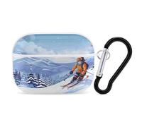 AirPods Pro Case Winter Skiing AirPods Pro 2/ProProtective Case Accessory with Keychain Shockproof Full Protective Cover Supports Wireless Charging