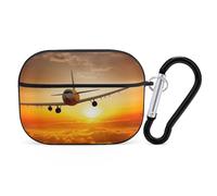 AirPods Pro & Pro 2 Case Cover Aircraft Plane at Sunset Protective Case with Keychain Front LED Visible for Women Men