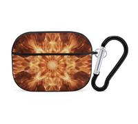 AirPods Pro & Pro 2 Case Cover Beautiful Flame Pattern Protective Case with Keychain Front LED Visible for Women Men