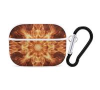 AirPods Pro & Pro 2 Case Cover Beautiful Flame Pattern Protective Case with Keychain Front LED Visible for Women Men