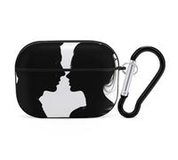AirPods Pro & Pro 2 Case Cover Couple Face Silhouette Protective Case with Keychain Front LED Visible for Women Men