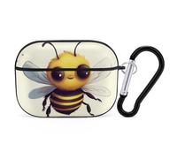 AirPods Pro & Pro 2 Case Cover Cute Bee Protective Case with Keychain Front LED Visible for Women Men