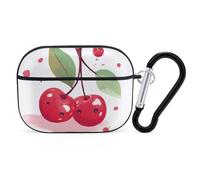 AirPods Pro & Pro 2 Case Cover Cute Cherry Protective Case with Keychain Front LED Visible for Women Men