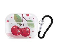 AirPods Pro & Pro 2 Case Cover Cute Cherry Protective Case with Keychain Front LED Visible for Women Men