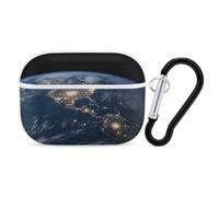 AirPods Pro & Pro 2 Case Cover Earth from The Outer Space Protective Case with Keychain Front LED Visible for Women Men