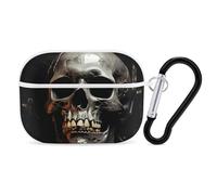 AirPods Pro & Pro 2 Case Cover Eerie Scary Skull Protective Case with Keychain Front LED Visible for Women Men