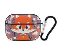 AirPods Pro & Pro 2 Case Cover Fox Shape Theme Protective Case with Keychain Front LED Visible for Women Men