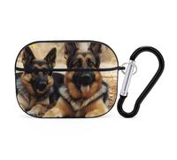AirPods Pro & Pro 2 Case Cover German Shepherd Dog Protective Case with Keychain Front LED Visible for Women Men