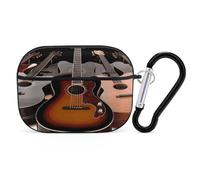 AirPods Pro & Pro 2 Case Cover Guitar Protective Case with Keychain Front LED Visible for Women Men