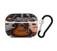 AirPods Pro & Pro 2 Case Cover Guitar Protective Case with Keychain Front LED Visible for Women Men