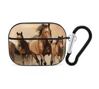 AirPods Pro & Pro 2 Case Cover Horses Protective Case with Keychain Front LED Visible for Women Men