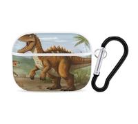 AirPods Pro & Pro 2 Case Cover Jurassic Period Dinosaur Protective Case with Keychain Front LED Visible for Women Men