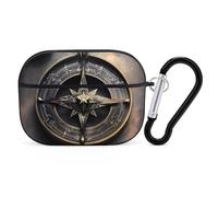 AirPods Pro & Pro 2 Case Cover Magical Design Norse Runes Compass Protective Case with Keychain Front LED Visible for Women Men