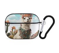 AirPods Pro & Pro 2 Case Cover Mexican Llama Green Protective Case with Keychain Front LED Visible for Women Men