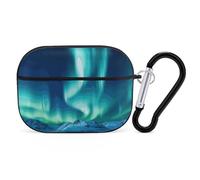 AirPods Pro & Pro 2 Case Cover Northern Lights Protective Case with Keychain Front LED Visible for Women Men