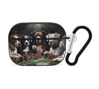 AirPods Pro & Pro 2 Case Cover Playing Poker Dogs Protective Case with Keychain Front LED Visible for Women Men