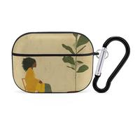 AirPods Pro & Pro 2 Case Cover Potted Plant and Woman Protective Case with Keychain Front LED Visible for Women Men