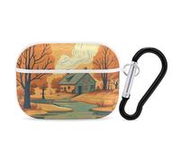 AirPods Pro & Pro 2 Case Cover River in Front of House Protective Case with Keychain Front LED Visible for Women Men