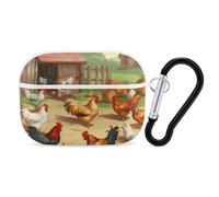 AirPods Pro & Pro 2 Case Cover Roast Chicken Hen Farm Protective Case with Keychain Front LED Visible for Women Men