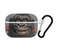 AirPods Pro & Pro 2 Case Cover Smiling Gorilla Photo Protective Case with Keychain Front LED Visible for Women Men