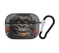 AirPods Pro & Pro 2 Case Cover Smiling Gorilla Photo Protective Case with Keychain Front LED Visible for Women Men
