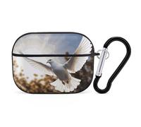 AirPods Pro & Pro 2 Case Cover White Dove Flying in The Sun Protective Case with Keychain Front LED Visible for Women Men