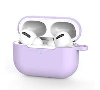 AirPods Pro Silicone Protective Case and Skin Case for AirPods Pro [Front LED Visible] [Wireless Charging] (Has Ears, Without Carabiner, Purple)