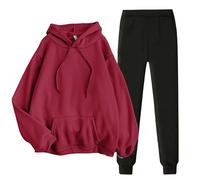 Airport Lounge Wear Sets for Tall Women UK, Tracksuit Womens Full Set Two Piece Lounge Wear Long Sleeve Fleece Hoodie Joggers Co Ord Sets Fall Winter Travel Airport Gym Outfit Loungewear Activewear