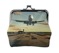 Airport Printed Coin Purse Pouch-Mini Coin Wallet,Change Purse,Leather Coin Pouch Holder For Woman Girls, Black, One Size, Modern,european Style, Retro
