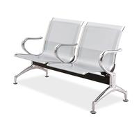 Airport Reception Bench - 2-Seat Waiting Room Chairs with Arms for Office Business and Hospital Lobby - Comfortable Grey Seating Solution