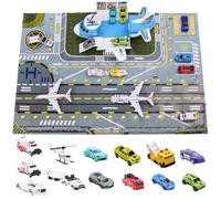 Airport Toys Airplane Car Toy Set for Kids with Trucks, Helicopter, Planes, Signs, Fire Trucks Race Cars and Airport Playmat, Great Military Toys Parking Lot Toy for 3 4 5 6 7 8 Boys Girls Toddler