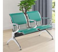 Airport Waiting Room Chairs Set - 2-Seat Bench with Armrests & Backrests, Durable Cold Rolled Steel, Ideal for Hospitals, Banks, Schools & Public Spaces (Green)
