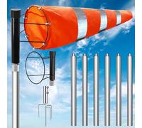 Airport Windsock Kit, 8 in x 36 in Aviation Grade Wind Sock Pole Kit with Swivel, Includes No-Dig Ground Anchor Metal Pole, Assembly Height 9 Ft, for Aviation/Industrial/Agricultural