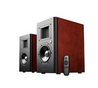 AirPulse A200 Active Bookshelf Bluetooth Speaker System with Signature Phil Jones Design - Cherry Wood
