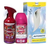 Airpure Air Freshener Bundle - Automatic Unit + 2x Sparkling Berry Sprays (250ml) Timed Release Device, Refill & Manual Trigger Spray for Long-Lasting Freshness in Any Room