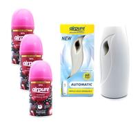 airpure Air Freshner Automatic Spray Machine 3 x Fragrances Sparkling Berry Airw