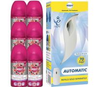 Airpure Automatic Air Freshener Machine & 6 Refills Sparkling Berry 250ml Long-Lasting Airwick-Compatible Spray - 24/7 Odour Control for Home, Bathroom, or Office