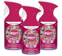 AirPure & Fresh Air Freshener Spray Sparkling Berry (3 x 250ml) Long-Lasting Odour Neutraliser - No Wet Spray, Vegan & Cruelty Free for Home Use