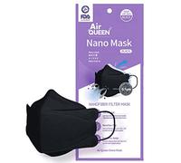 AIRQUEEN 3-Layer Nano-Filter Face Mask for Adults, Black 50 Pack, Lightweight and Breathable Face Mask, Reusable Face Mask