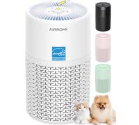 AIRROMI Pets Air Purifier for Home Allergies,Up to 660 ft².Yellow Deodorizing Activated Carbon Filter,With Fragrance Sponge for Better Sleep,Night Light,Pet Dander,Smoke,Odors,Air Cleaner A2002 White
