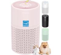 AIRROMI Pets Air Purifier for Home Allergies,Up to 660 ft².Yellow Deodorizing Activated Carbon Filter,With Fragrance Sponge for Better Sleep,Night Light,Pet Dander,Smoke,Odors,Air Cleaner A2002 Pink