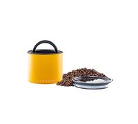 AirScape Planetary Design Stainless Steel Coffee Canister | Food Storage Container | US Patented Airtight Lid | Push Out Excess Air and Preserve Freshness (Small, Matte Yellow)