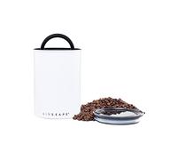 Planetary Design Airscape Stainless Steel Coffee Canister | Food Storage Container | Patented Airtight Lid | Push Out Excess Air and Preserve Freshness (Medium, Matte White)