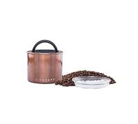 Airscape Stainless Steel Coffee Canister | Food Storage Container | Patented Airtight Container Lid | Push Out Excess Food Storage Air and Preserve Food Freshness (Small, Mocha)